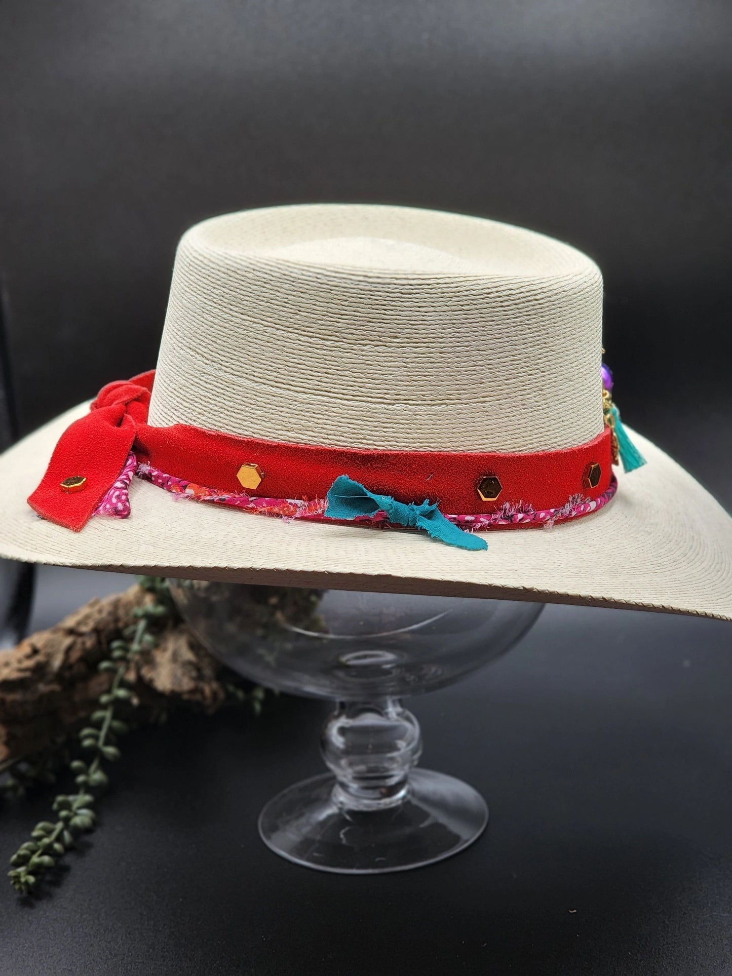 Red Boho Palm Hat